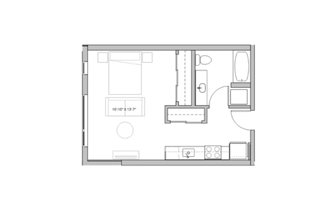a black and white floor plan with a bedroom and a bathroom